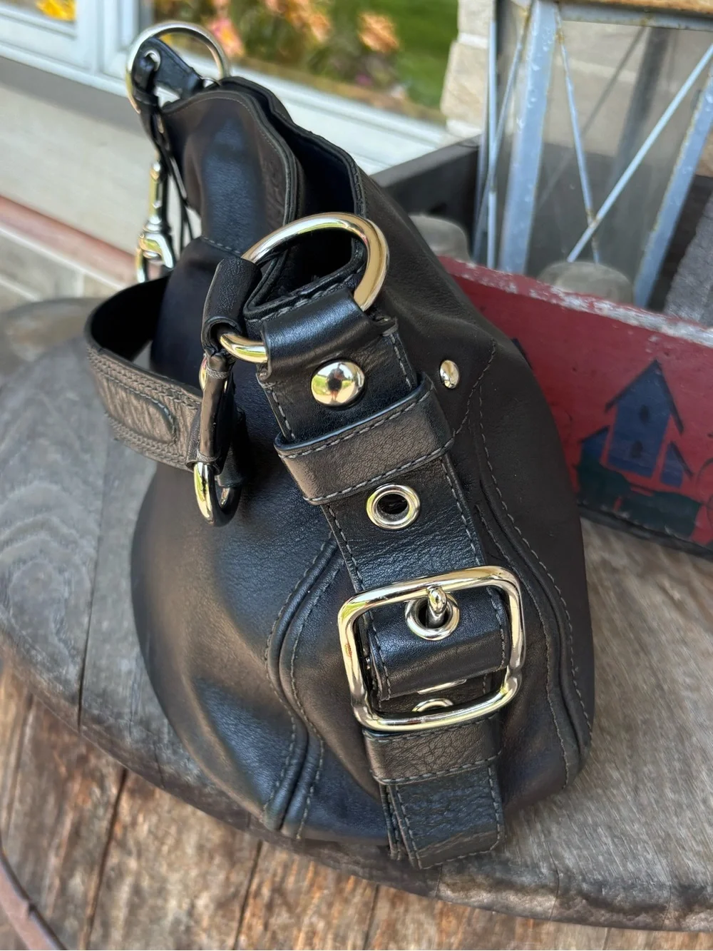 Coach Carly Vintage Black Leather Hobo Bag